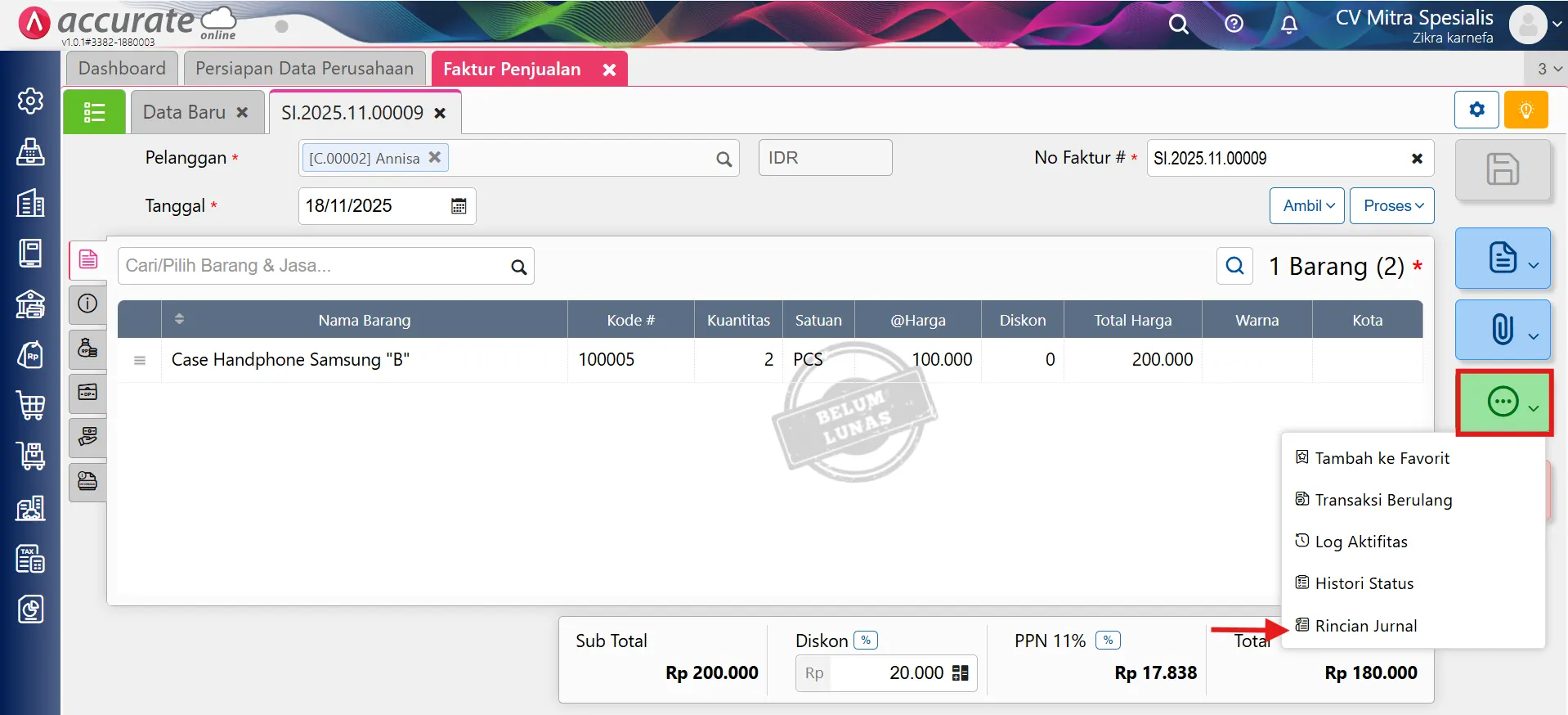 menghitung PPN diskon faktur jika harga termasuk pajak
